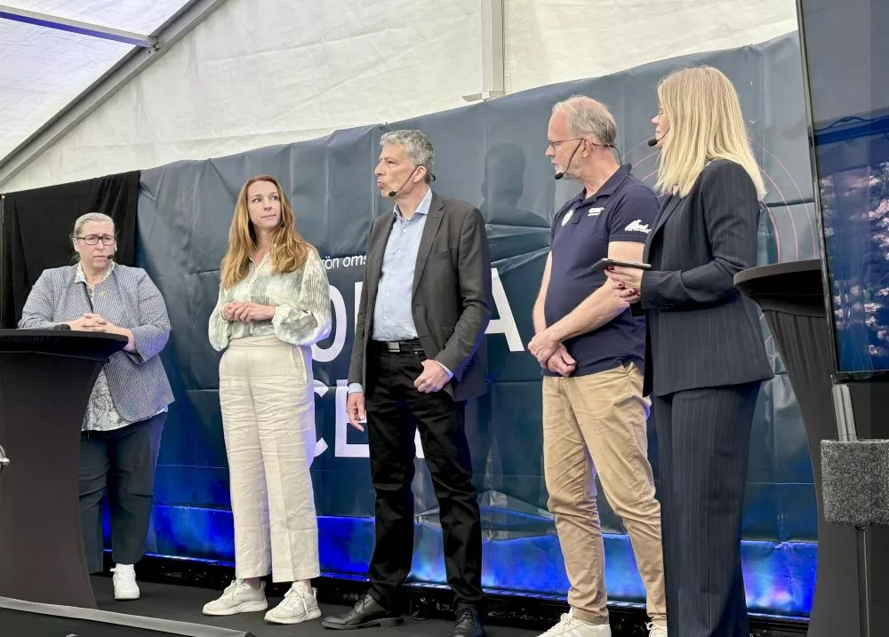 Karin Holmqvist in a panel discussion at Almedalen week 2025