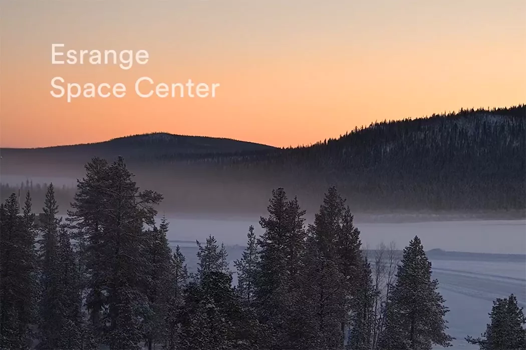 Forest and mountains in sunset.
